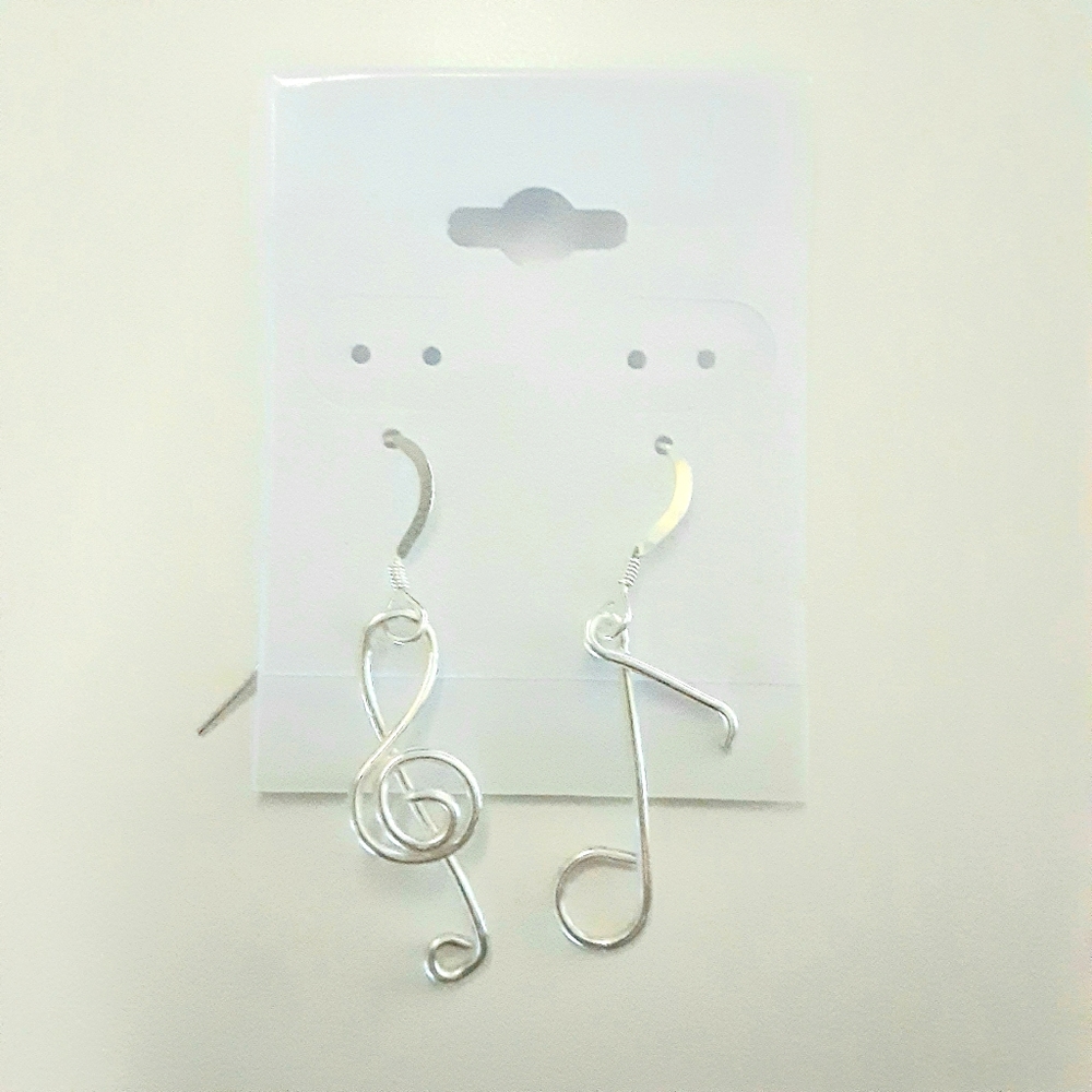 Sterling Silver Clef and Note Earrings